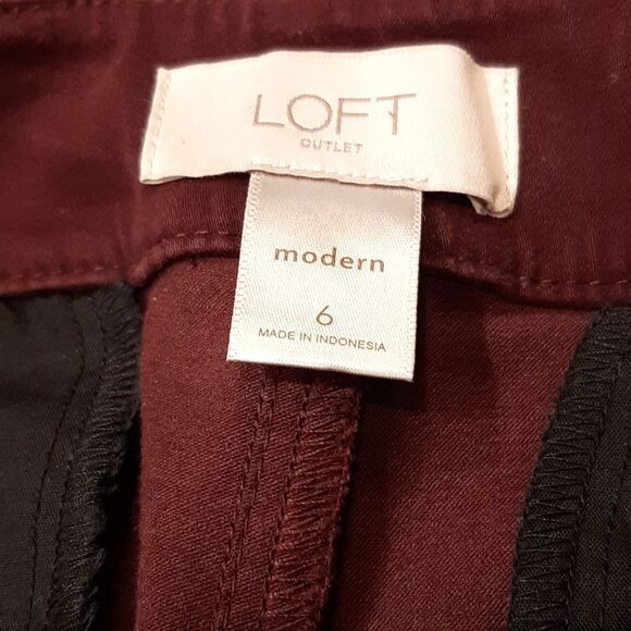 LOFT Burgundy Modern Skinny Ankle Pants - Picture 3 of 11